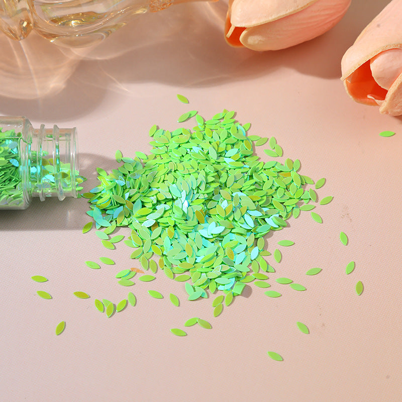 Wholesale Diy Material Green Leaves Eyes Leaves Flow Hemp Leaves Sequins Drip Glue Handmade Quicksand Decoration